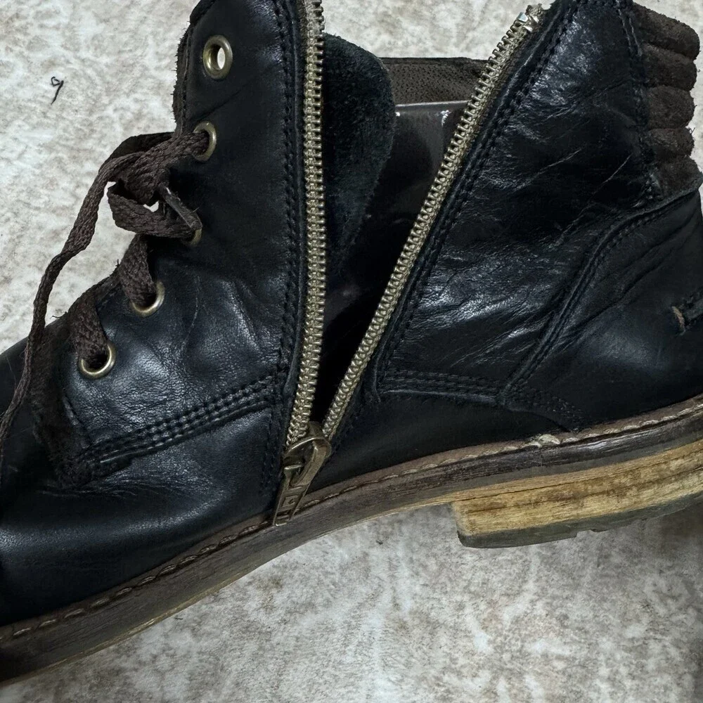 BULL BOXER Holten London Grunge Leather Zip Boots | Mens‎ EU 45 US 12 Moto